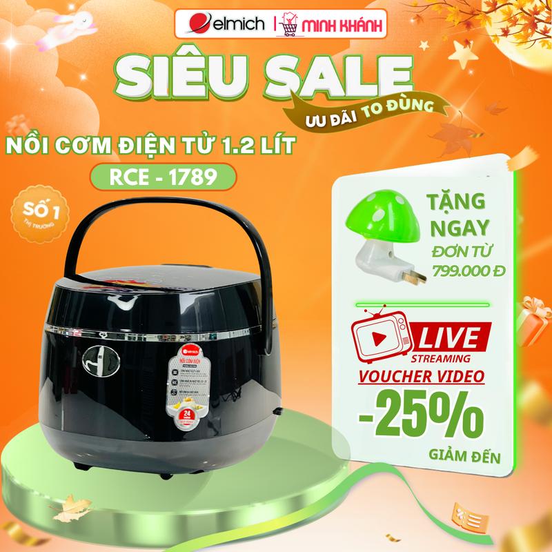  Nồi cơm điện tử Elmich RCE-1789 - 1,2L đa chức năng lòng niêu nấu cơm ngon với công nghệ nấu 3D Cooker 
