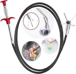 serpiente manual para desagües-Herramienta manual flexible de 4 garras para sacar cabello y basura de desagües de baño y cocina