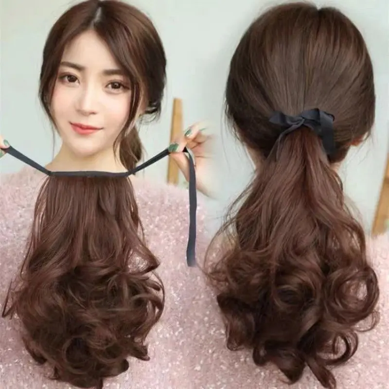Wig Ponytail Pear Flower Long Curly Hair Hair Extension Female Wig