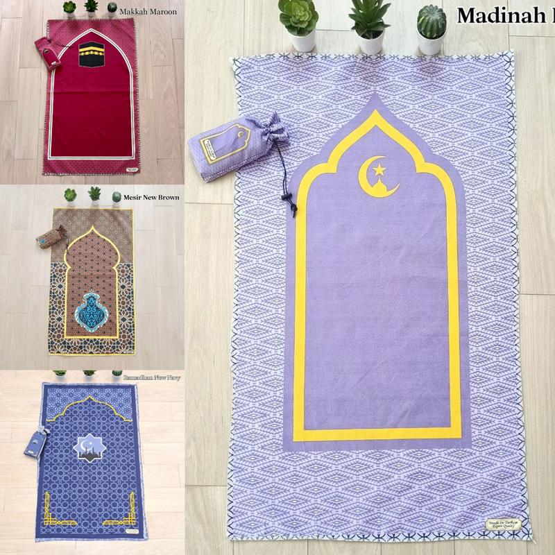 Sajadah Travel Jumbo Motif - Silky Polyester - 105 x 60 cm - Kantong SeruT - Muslim Turki  Pouch Umroh 1