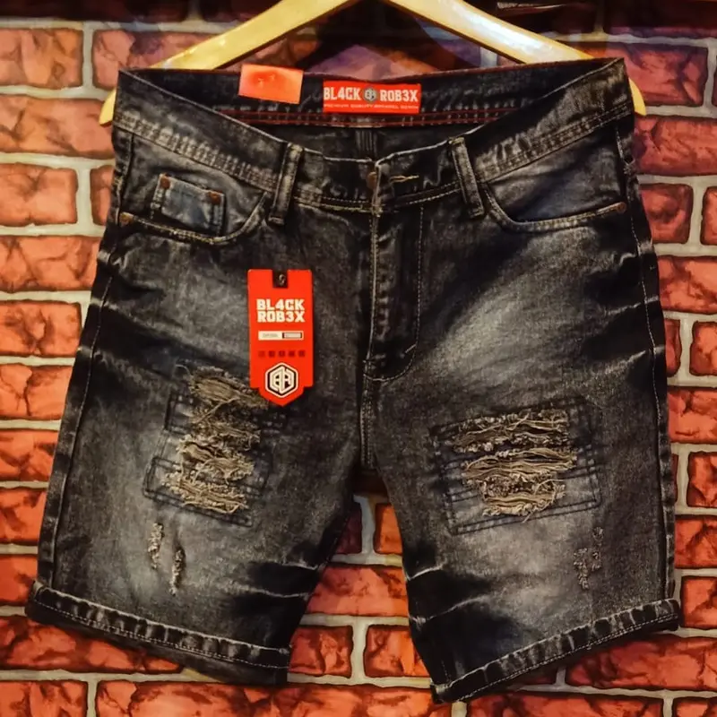 BAYAR Di TEMPAT (COD) Jeans Pria / Jeans Pendek Model Sobek Pria / Celana Jeans Pendek / Celana Sobek Pendek Pria / Jeans Distro Denim 1