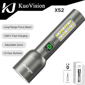 Lampu Suluh Taktikal, Sangat Terang dengan Kecerahan 1000LM, LED Boleh Zum, Badan Aloi Aluminium, Bateri Boleh Dicas Semula USB, Tahan Lama, Sesuai untuk Perkhemahan dan Kecemasan, Lampu Sorot Luaran lampu  guna  battery  Home Lighting Portable