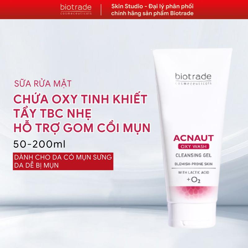 Sữa Rửa Mặt Dạng Gel Biotrade Acnaut Oxy Wash Cleansing Gel cho da mụn 50ml-200ml