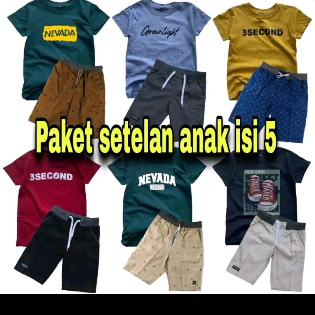 Paket Usaha Stelan Anak 90rb dapat 5 Baju +5 Celana Pendek Anak Setelan Fashion Pakaian