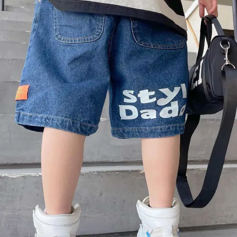 Lanbao-Quần Ngắn Denim Cho Trẻ Em, Quần Ngắn Cho Bé Trai, Quần Jean, 4-13 Tuổi 4