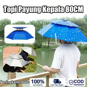 Topi Payung Dewasa Kepala Anti Hujan Panas Sinar UV Payung Terjemahan Mancing Besar Kokoh Tebal Pelindung Kepala Outdoor