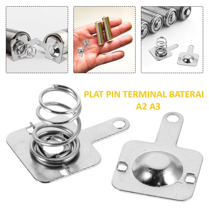 Plat Pin Terminal Baterai AA AAA A2 A3 Sepasang Positif Negatif PCB ...