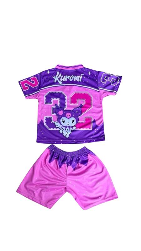 Setelan Jersey celana pendek perempuan kuromi 32 buat anak 2-8 tahun