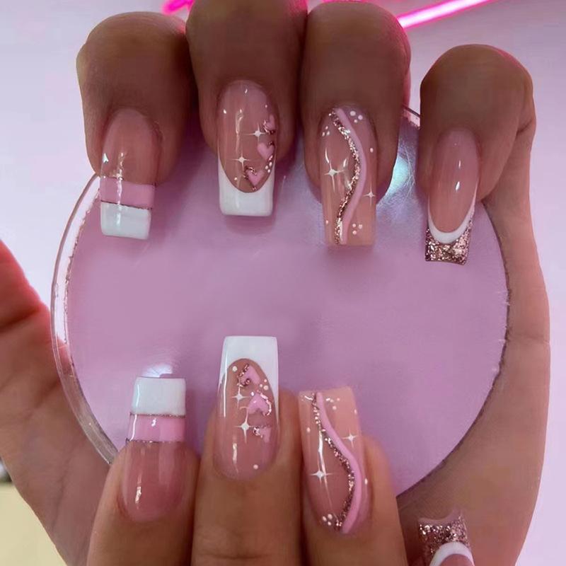 Product Introduction of [Glue Included] Stylish and Shiny Medium-Long Detachable Handmade Square False Nails [24-Piece Set] 19