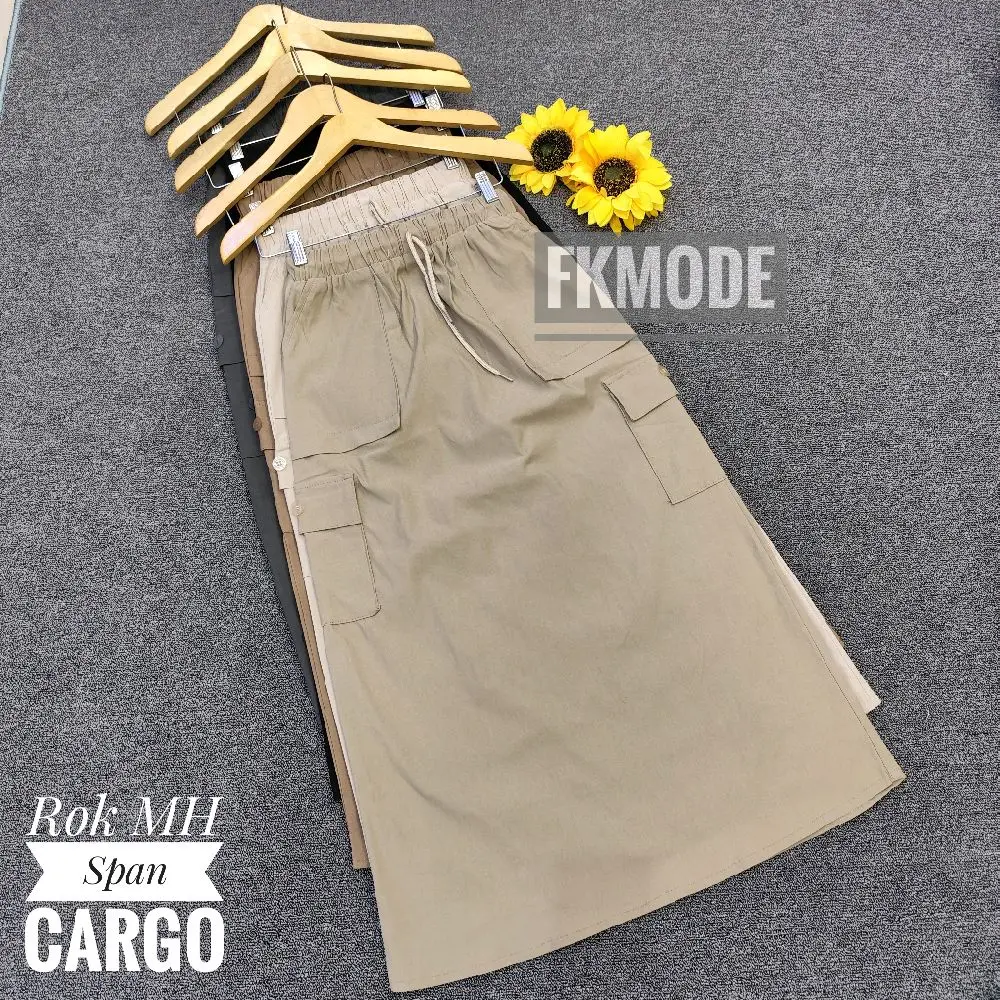 Rok CARGO MH span standart dan Jumbo Panjang Wanita   Stretch Karet Katun