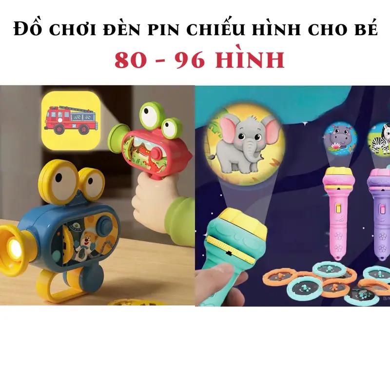 Đồ Chơi Đèn Pin Chiếu 80-96 Hình Nhiều Chủ Đề - Đồ Chơi Phát Triển Tư Duy Cho Bé