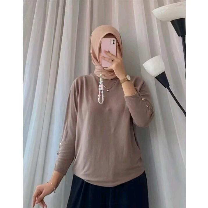 BLOUSE RIBB KNITT LENGAN KANCING MODEL TERBARU WANITA | ATASAN WANITA 2