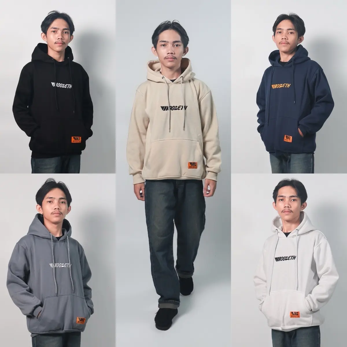 Hoodie Pria Wanita Woobeth Distro Sweater Unisex Fleece Tebal 280 gramasi Bordir Timbul/3D -Nyaman