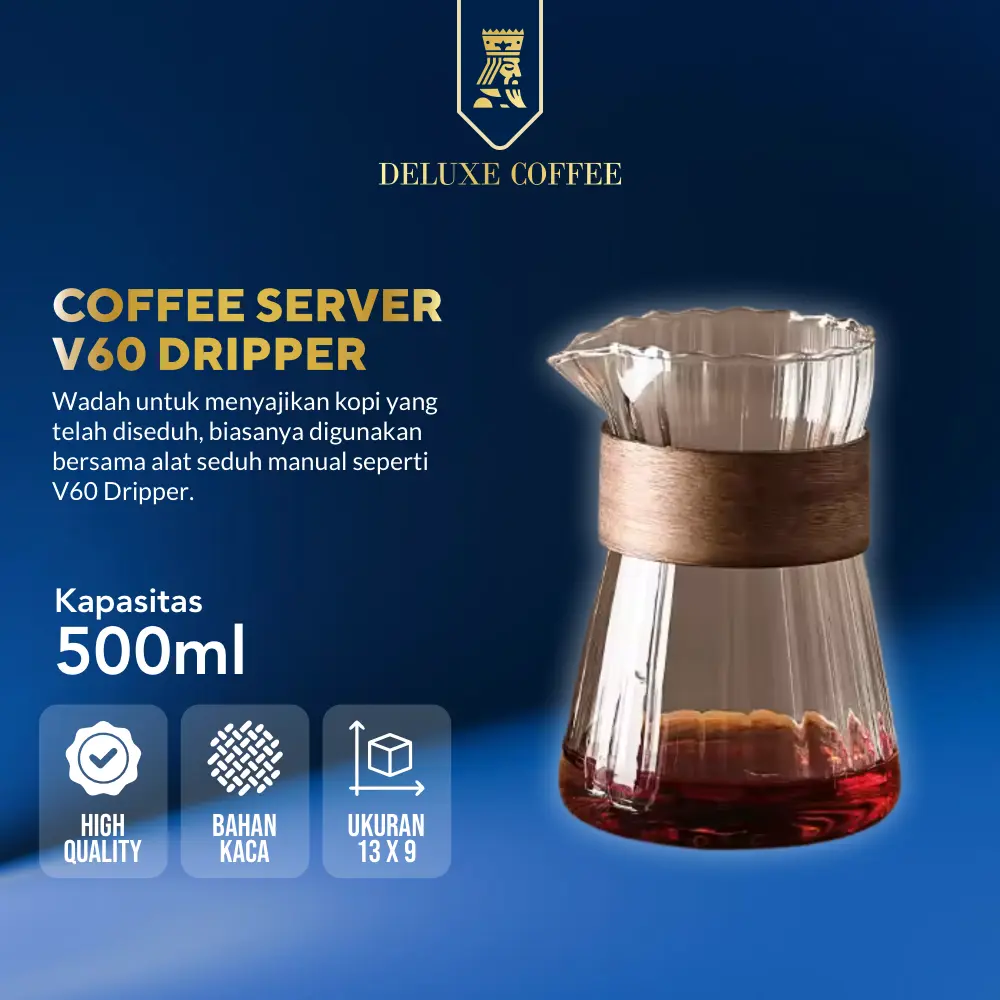 Deluxe Coffee Server V60 Glass Kettle Teko Kopi Pour Over Coffee Carafe