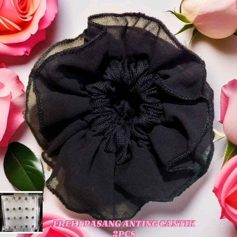 Kerudung Ikat Cepol Mawar Sanggul Cepolan Scrunchies 1