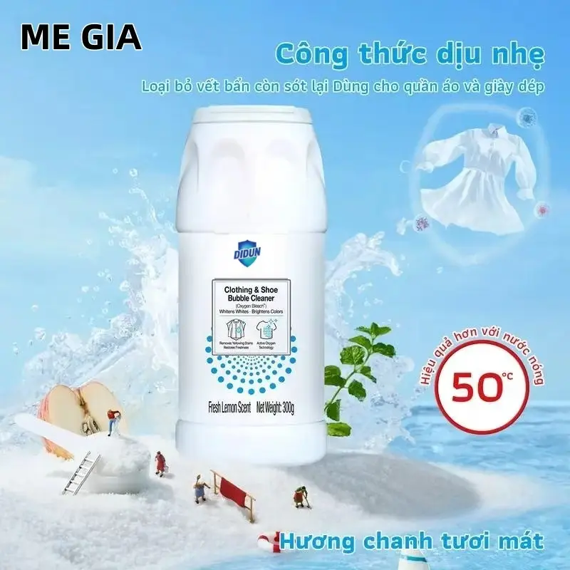 MEGIA Bột giặt đa năng dạng bọt – làm sạch quần áo, giày dép, đánh bay vết bẩn, tẩy sạch mạnh mẽSản Phẩm Giặt Xả Vải Muối Bùng Nổ, megia
