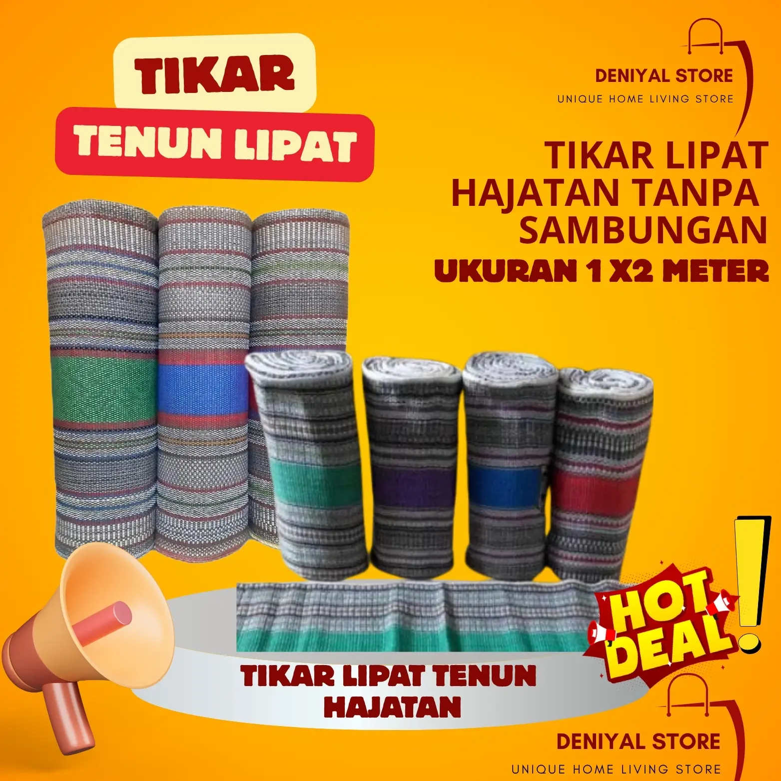 TIKAR LIPAT KECIL 100x200 Cm Tanpa Sambungan - Karpet Piknik 2x1 Tikar Gulung Kecil Cocok untuk Wisata