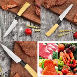 Pisau dapur gagang motif kayu 33cm Pisau Dapur Bahan Stainless Gagang Sintesis Kayu Kitchenware