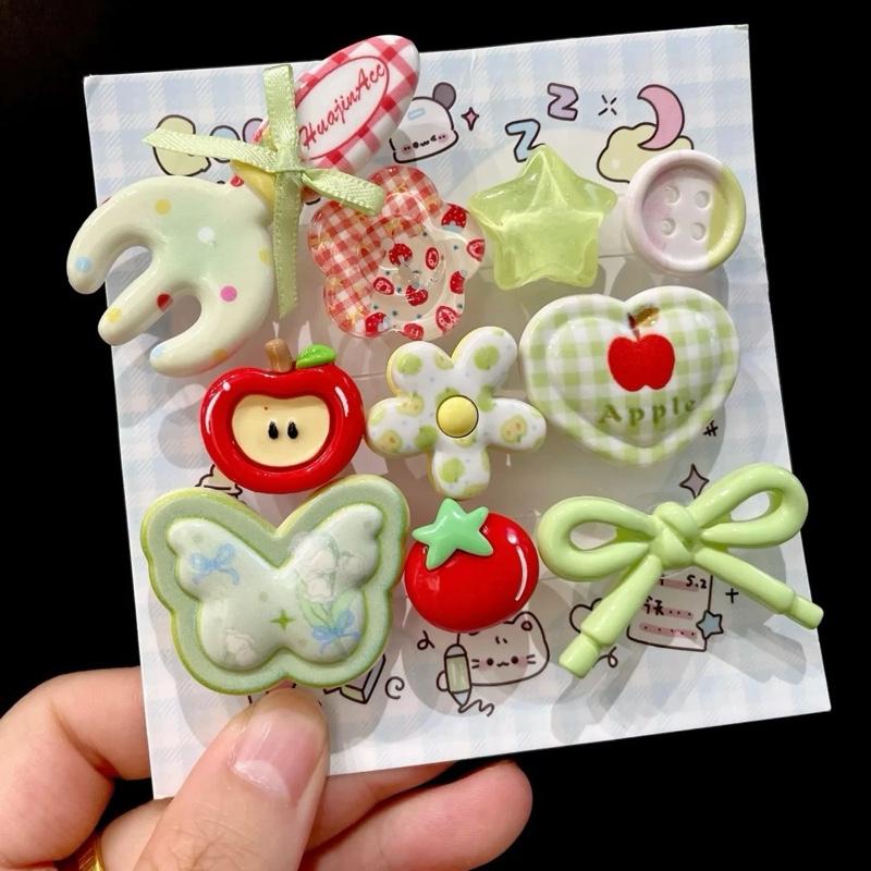 Set charm NĨA XANH LÁ dùng trang trí dép decor giày dép có lỗ dép tổ ong dép sục