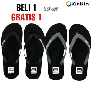 ANDA Sandal Pria Jepit [ Beli 1 Gratis 1 ] Bahan Sepon Eva Ringan Lentur Anti Selip Nyaman Varisi Warna Hitam Merah Putih Abu Biru Sendal Pria Kasual
