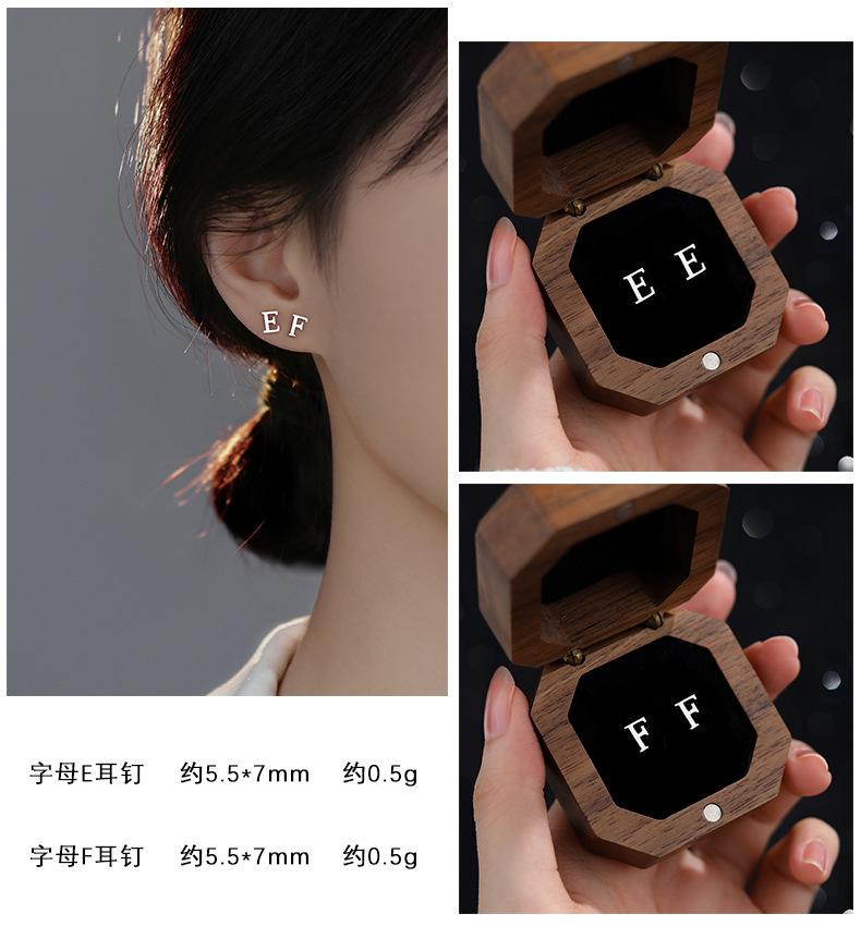 Product Introduction of Cute 925 Sterling Solid Silver Alphabet Stud Tiny Initial letter Earrings Jewellery A-Z 6