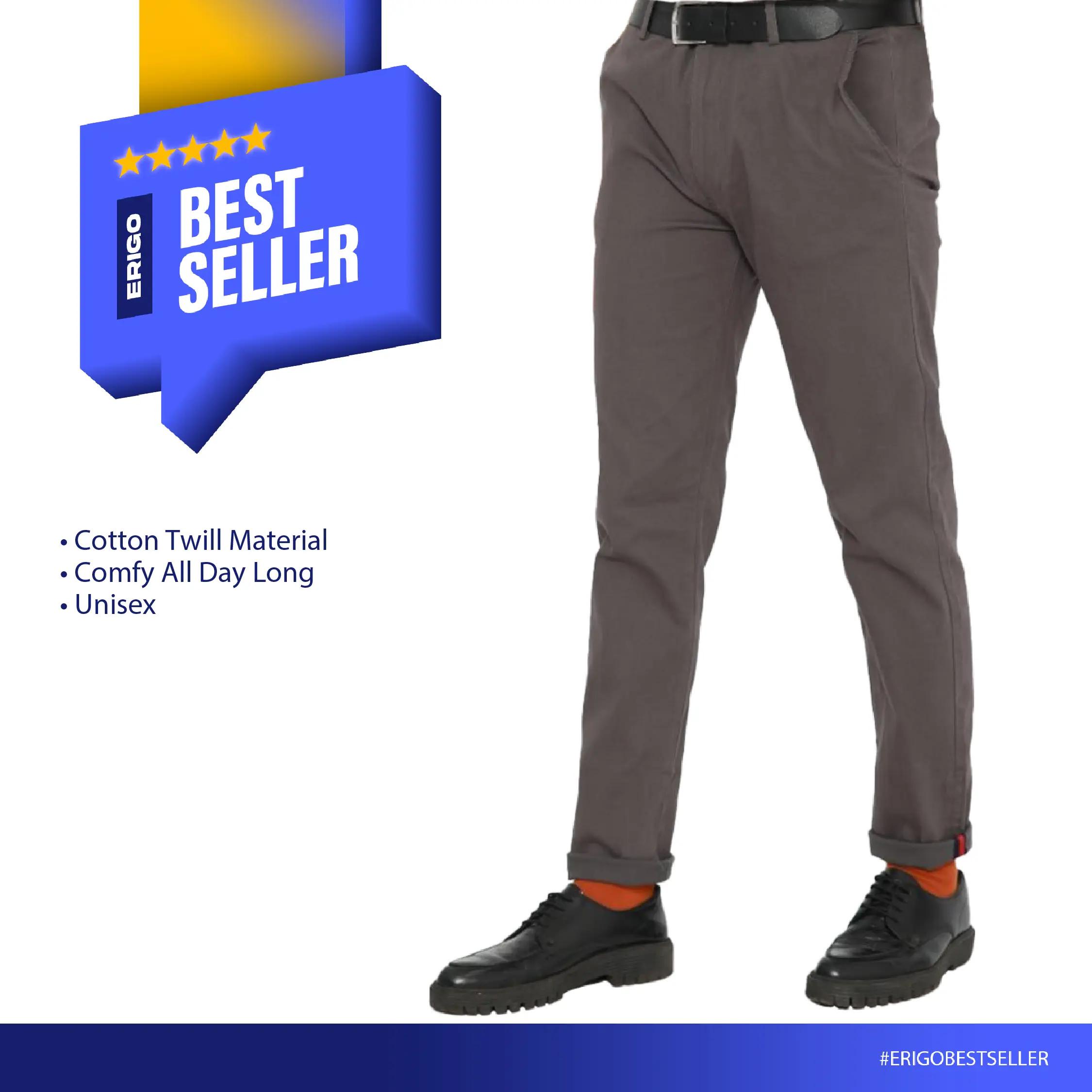 Erigo Chino Pants Jacob Dark Grey - Celana Panjang Chino Unisex