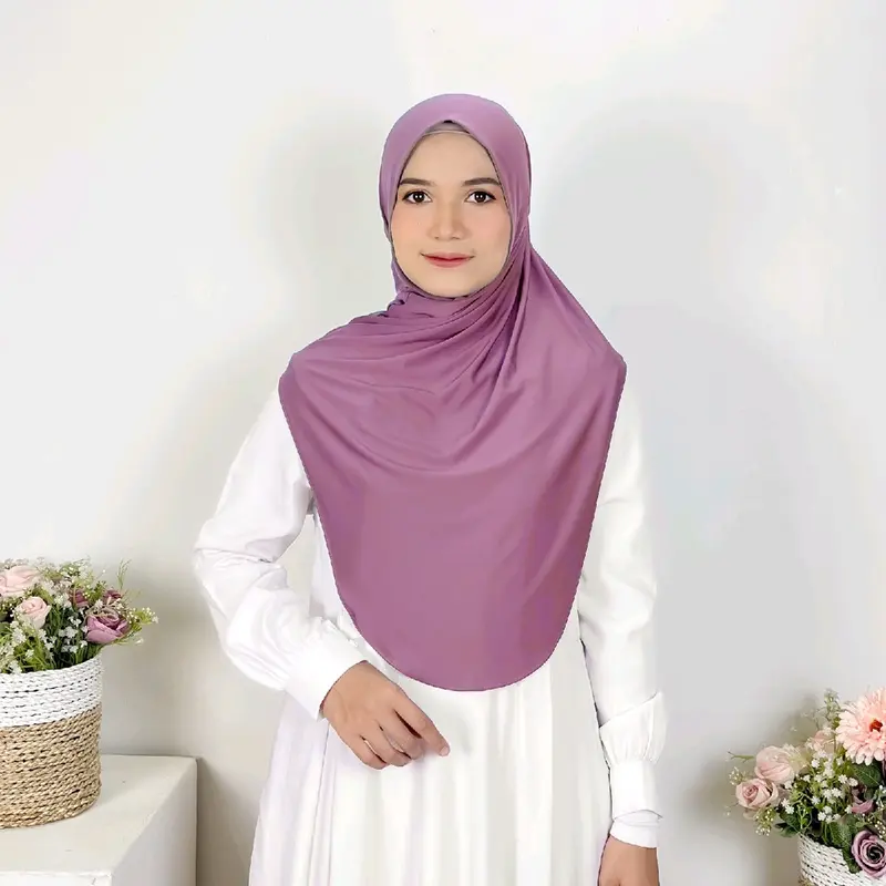 Hijab Instant Shireen Bergo Soft Pad  Oval Jersey Size L 3
