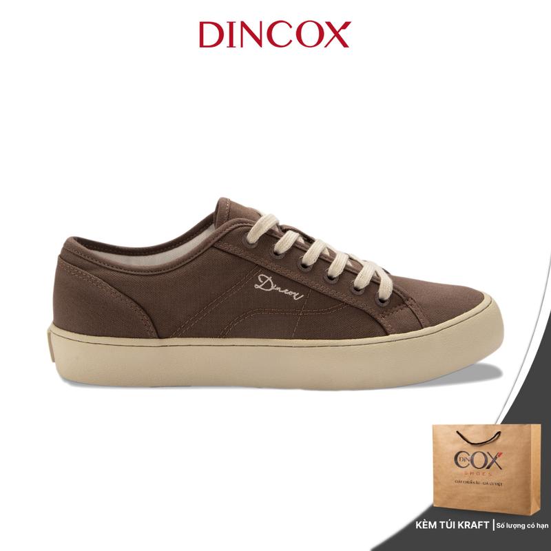Giày Sneaker Đế Bằng Vải Canvas Nam Nữ E18 Chocolate Dincox Shoes Đế Cao Su