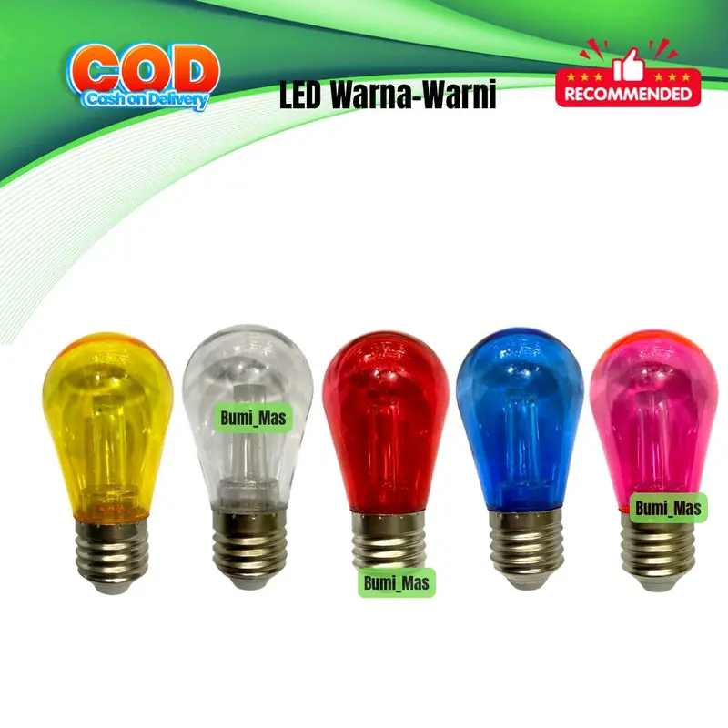 (Paket Isi 10Pcs) Lampu Cafe Warna-Warni Transparan Led Cafe Warna Bohlam Lampu Kecil 0