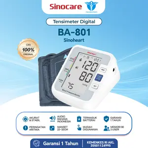 Sinocare Alat Cek Tekanan Darah BA-801 Tensi Digital Otomatis Audio Indonesia User 2 Memori 90