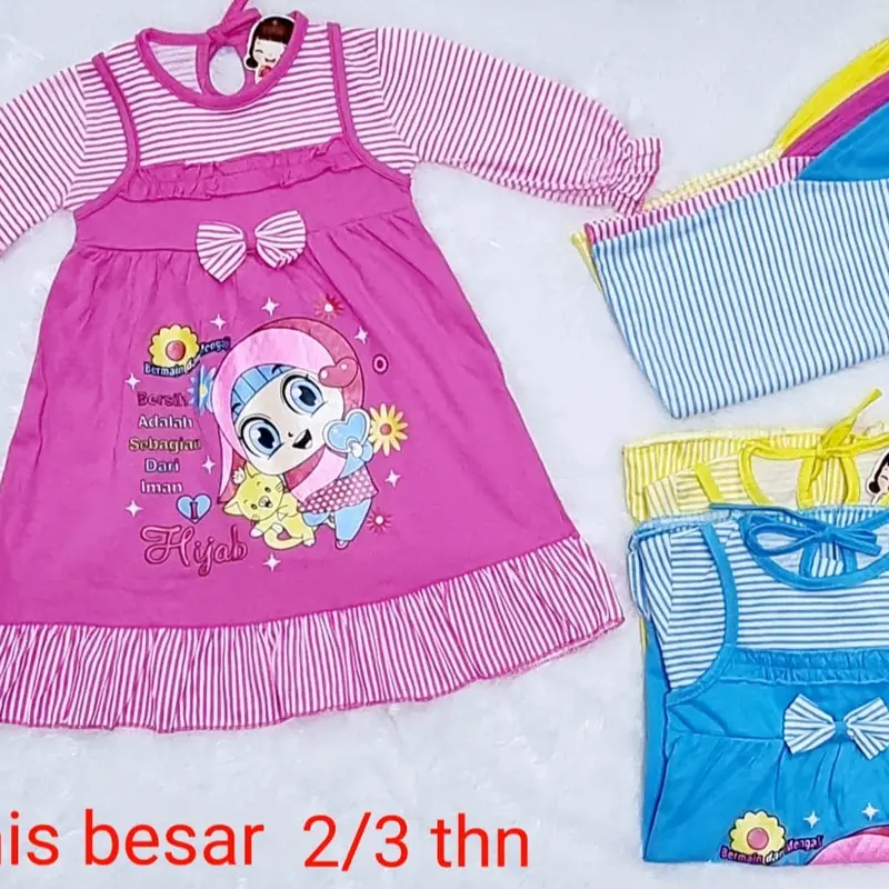 PusatKekinian / Gamis Set Kerudung 0-3 Tahun COD / Gamis Anak Perempuan / Gamis Set / Fashion Anak 1
