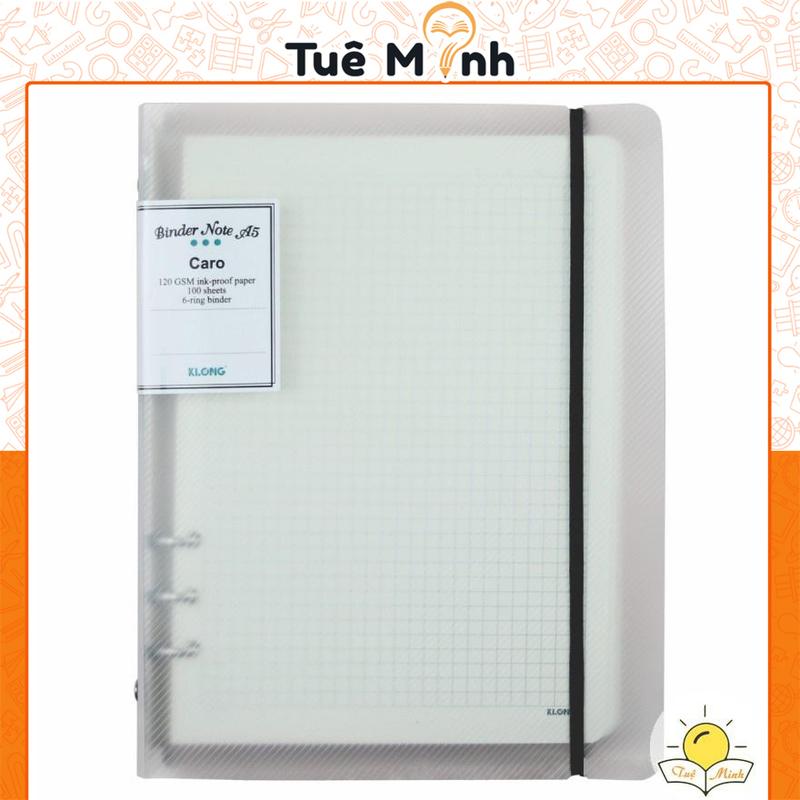 Sổ còng Klong giấy caro A5 MS 994 gồm File còng + 100 tờ 200 trang, Binder làm Bullet journal
