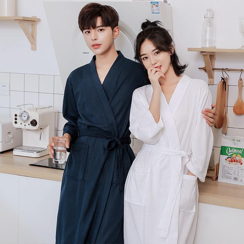 Product Introduction of [Jennifer]PLUS SIZE Couple bathrobe Women long spring and autumn thin section men large size hotel night Dress ladies pajamas 12