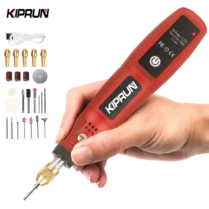 KIPRUN Cordless Drill Power Tools, 3.6V Drill Grinder Grinding Accessories Set, Fixed Speed Electric Drill For Jewelry Metal Dremel Tools Dust Drilling, USB Recharge