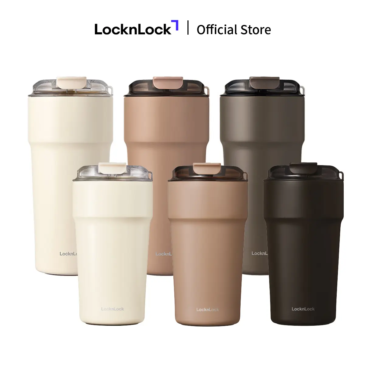 Bình giữ nhiệt LocknLock Metro Cafe Tumbler bằng thép không gỉ 304 phủ sứ; 2 size LHC4357 - 500ml; LHC4359 - 650ml