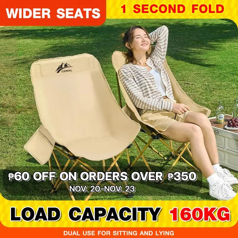 （Z）Selection Outdoor camping hiking adventure fishing load-bearing 160KG folding chair portable camping chair fishing chair beach chair lounge chair can be stored secret  foldable comfy bed garden table chair campchair outdoor chair