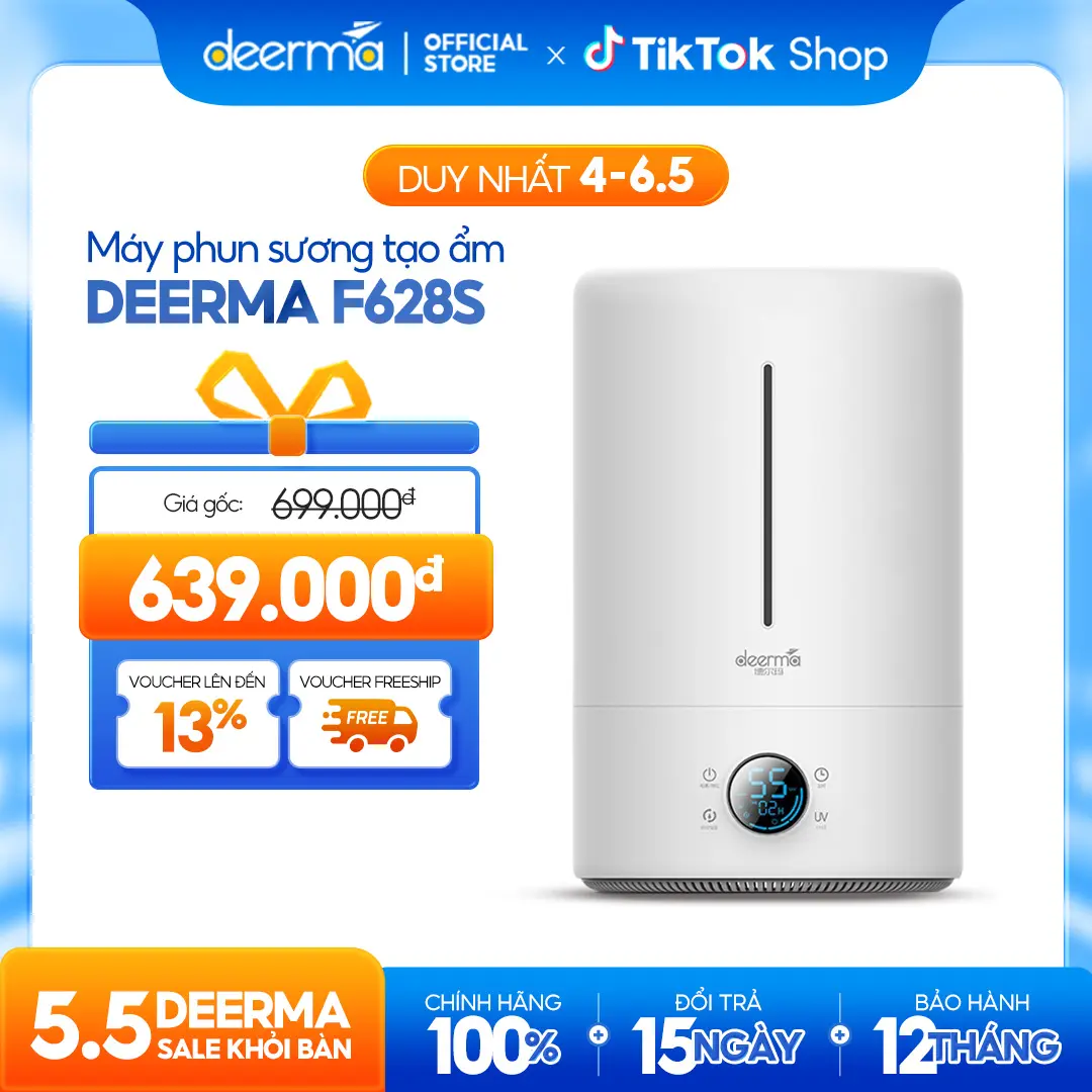 Máy phun sương tạo ẩm không khí thông minh Deerma DEM - F628s Máy Xông Tinh Dầu Phun Tinh Dầu