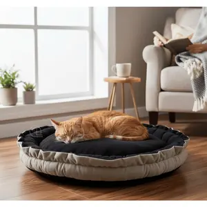 Tempat Tidur Hewan Peliharaan Empuk (Ukuran XS-XXL) - Warna Hitam Abu - Kasur Kucing - Kasur Anjing- Kasur Kelinci - Cat Bed Furniture Hewan
