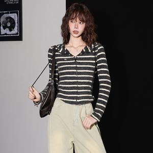 Women's Striped Zipper Hoodie Long Sleeve Cardigan Jacket, Fall New Slim Fit Casual Top, Stylish Women's Outerwear 5482 Womenswear Pullover