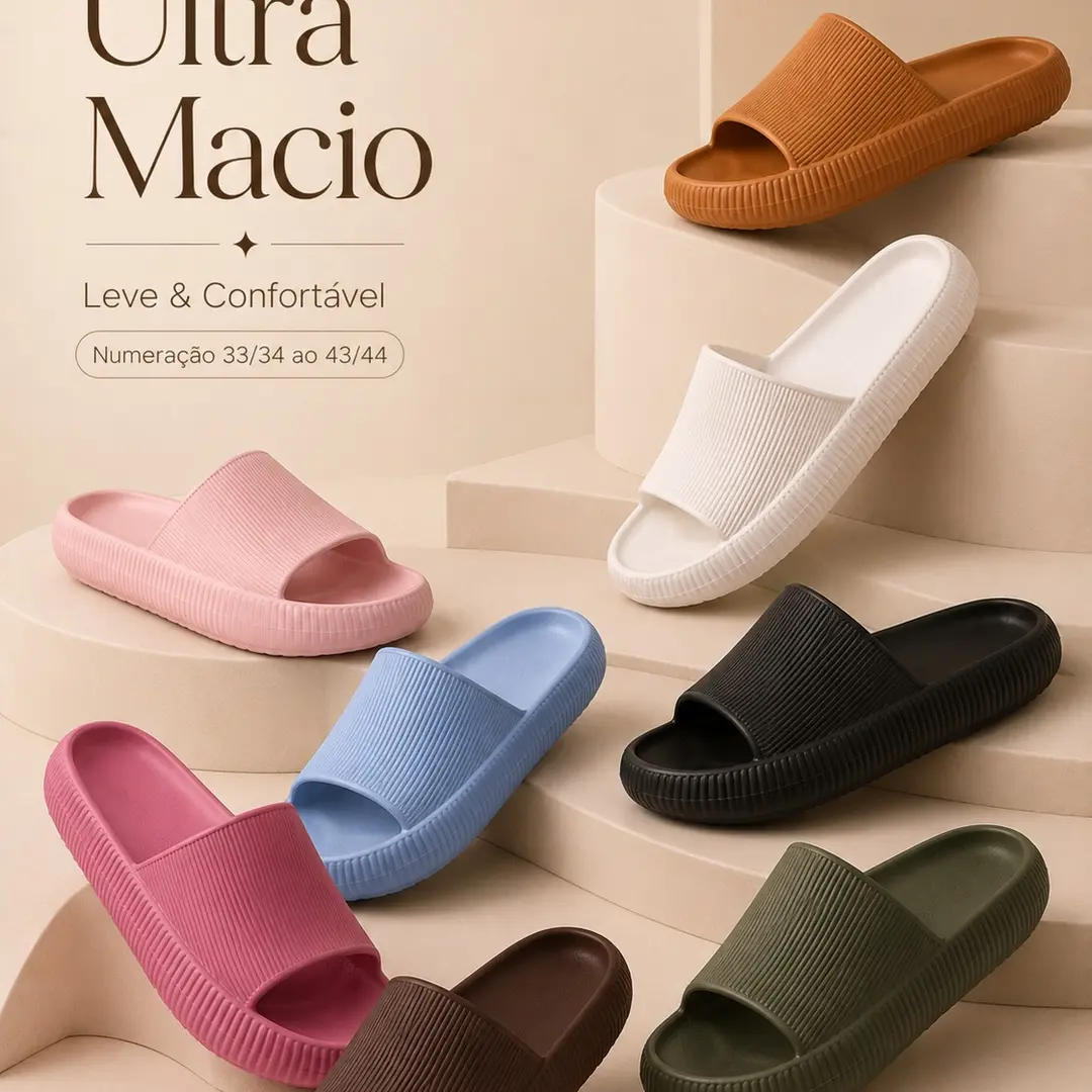Chinelo  Slide Leve e Confortável Unissex Uso Diário Design Ortopédico e Material Flexível