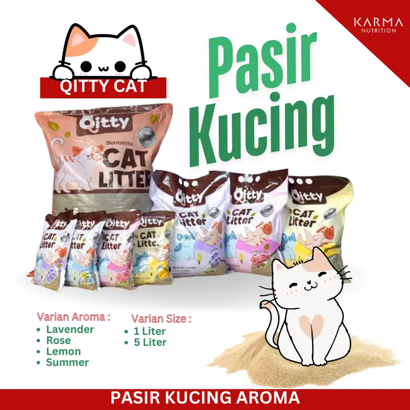 Pasir kucing Qitty cat litter - aroma harum wangi ukuran 5 liter 0
