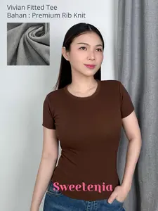 Sweetenia - Vivian RIB KNIT PREMIUM Oneck Fitted Tee