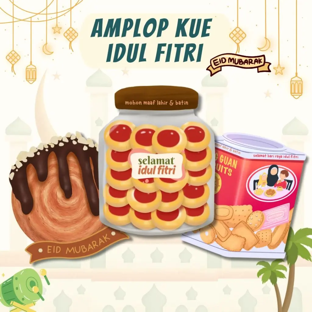AMPLOP LEBARAN TOPLES KUE UNIK KARAKTER IDUL FITRI BOLAK BALIK