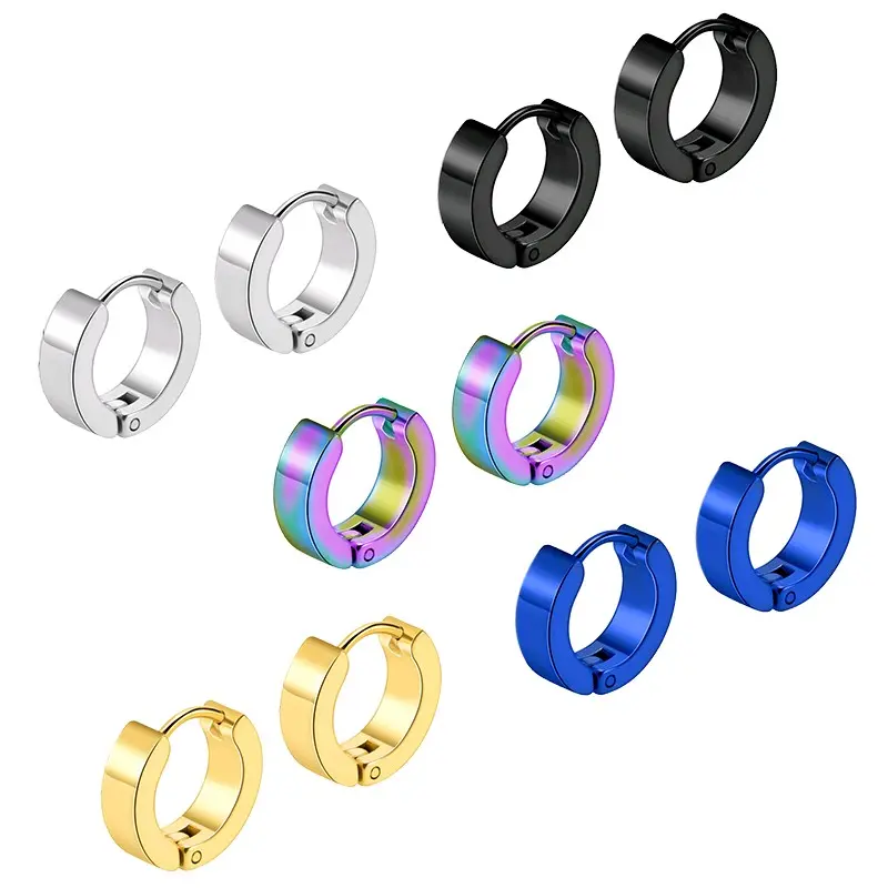 Anting Tindik Titanium Anti Karat Model Simple Aksesoris - Hitam - Earrings, Kulit 0