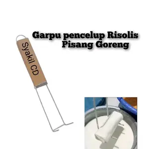 Garpu Pencelup RISOLIS Pastel, Pisang Goreng/Cripti - Bahan Galvanis Anti Karat, Panjang 26 cm Alat Kayu