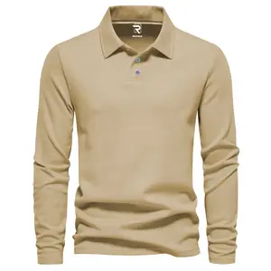 Rizgo - Kaos Polo Distro Polos Lengan Panjang Kerah T-Shirt Pria & Wanita Krem