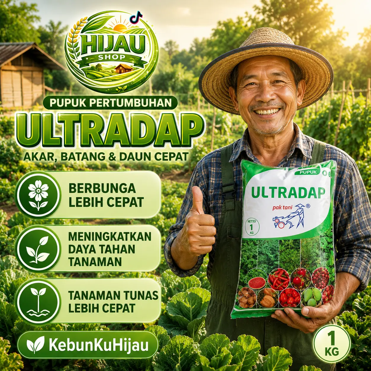 NEW ULTRADAP Pak Tani 1kg - Pupuk Fosfat & Nitrogen untuk Akar Kuat Daun Hijau & Panen Melimpah - Nutrisi Tinggi untuk Pertumbuhan Optimal Tanaman