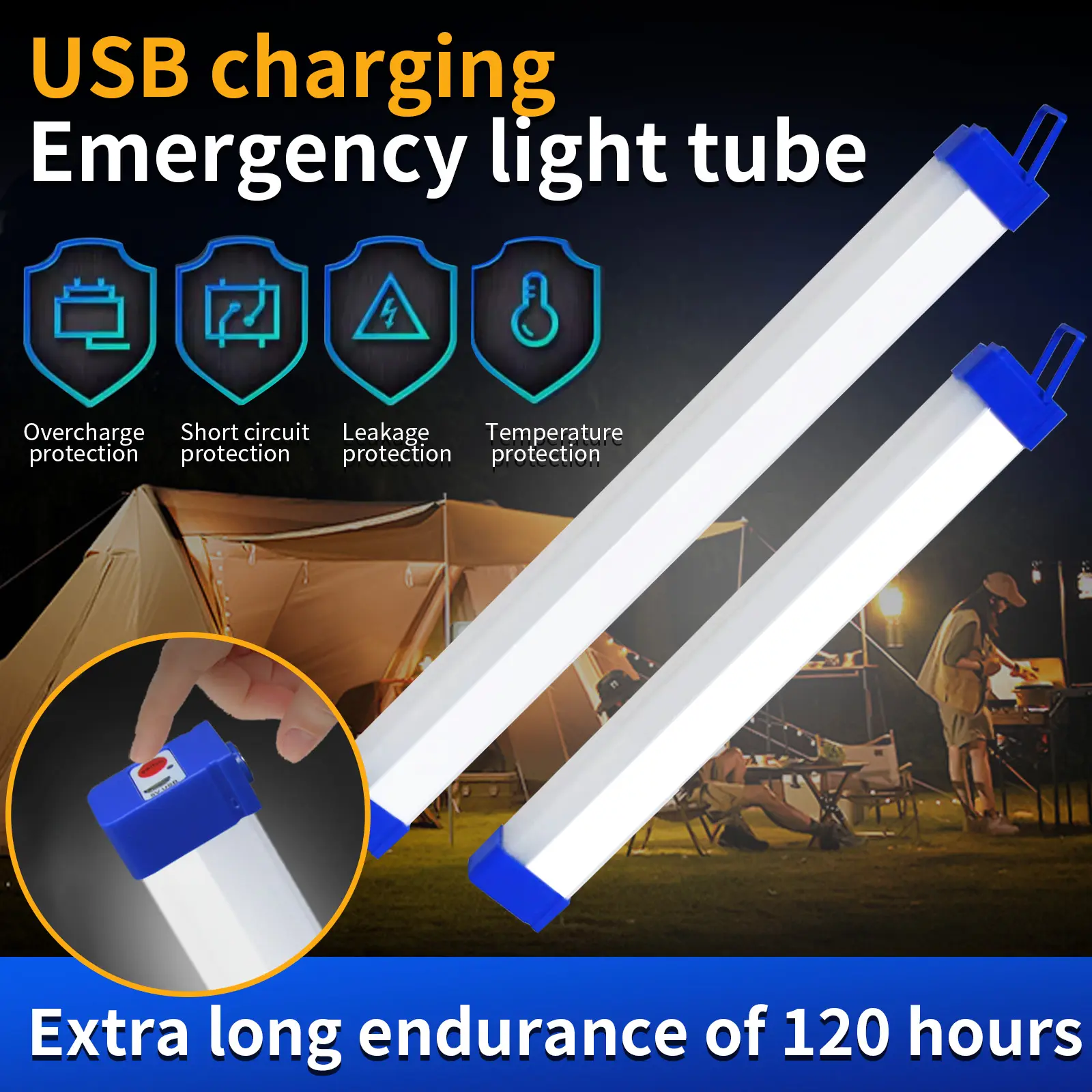 LED Emergency Lampu Kecemasan Night 60W/90W Rechargable Tube Portable Lampu For Outdoor Camping Lampu Malam Lighting