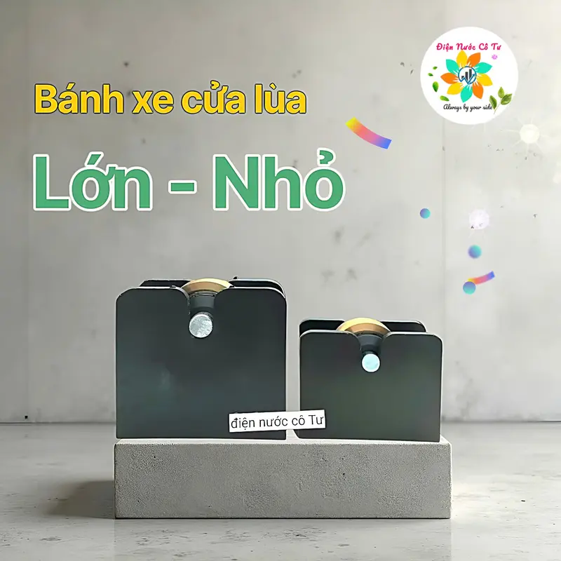 Bánh xe cửa lùa nhôm nhỏ và lớn - bánh xe thau đồng dày chạy êm và bền vững 1