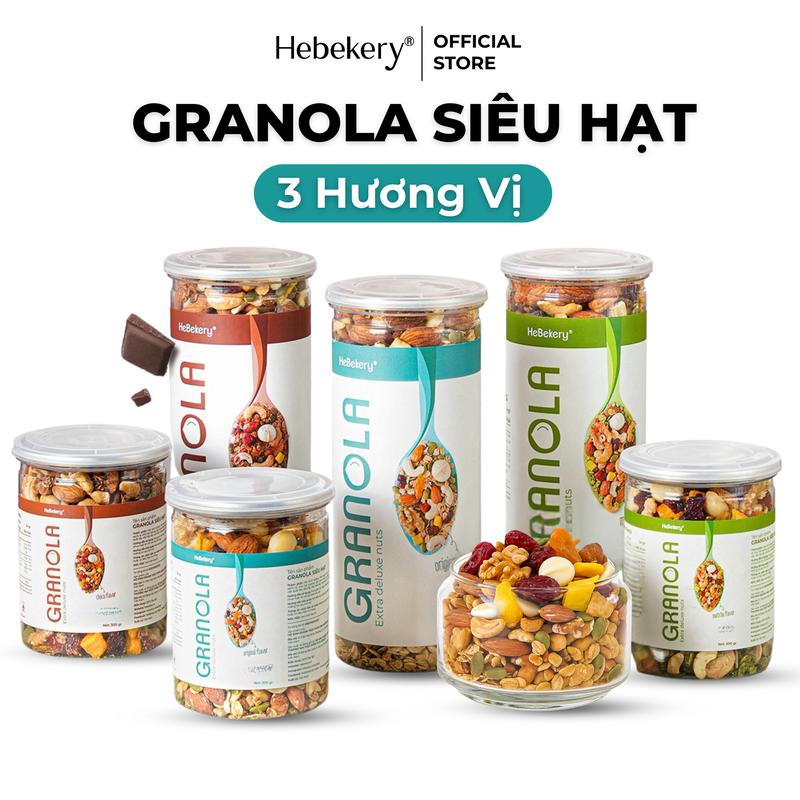  Granola Siêu Hạt Dinh Dưỡng 3 Vị - Truyền Thống Cacao Matcha - Ngũ Cốc Siêu Hạt Dinh Dưỡng HEBEKERY by HEBE Food Thức Ăn Socola Hạt Ngũ Cốc Sô Cô La 